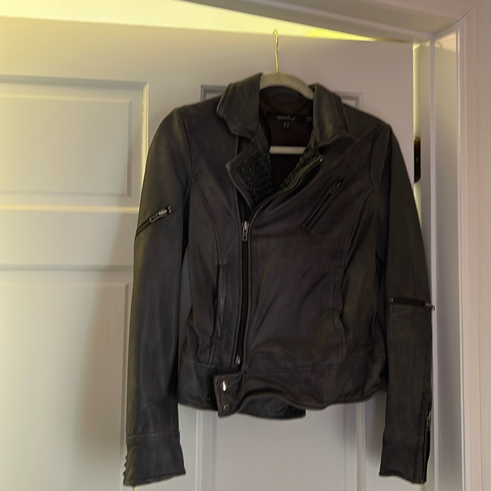 Leather motorcycle jacket